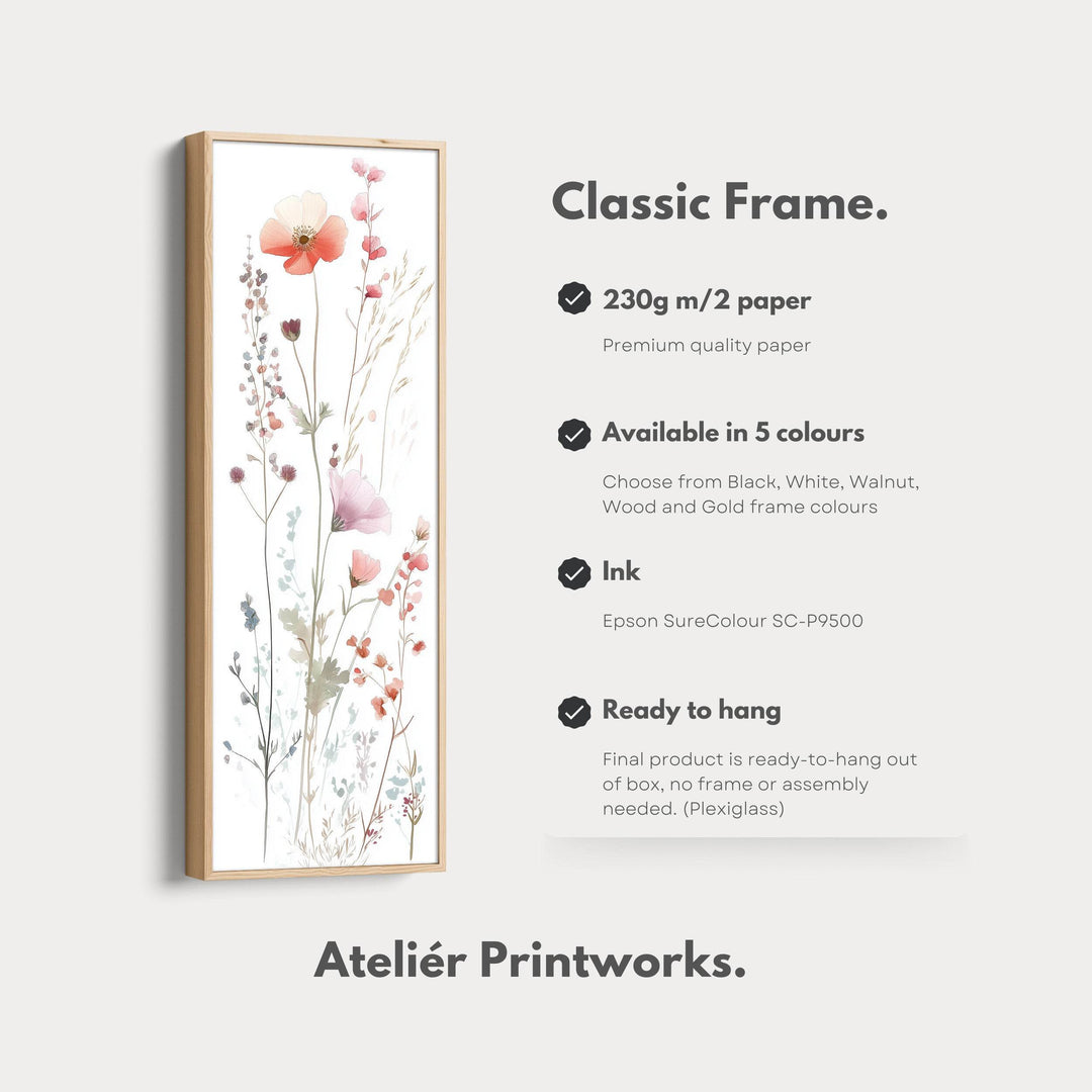 Wild Flower Long Tall Vertical Framed Canvas Wall Art - Atelier Printworks