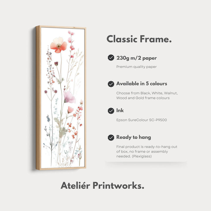 Wild Flower Long Tall Vertical Framed Canvas Wall Art - Atelier Printworks