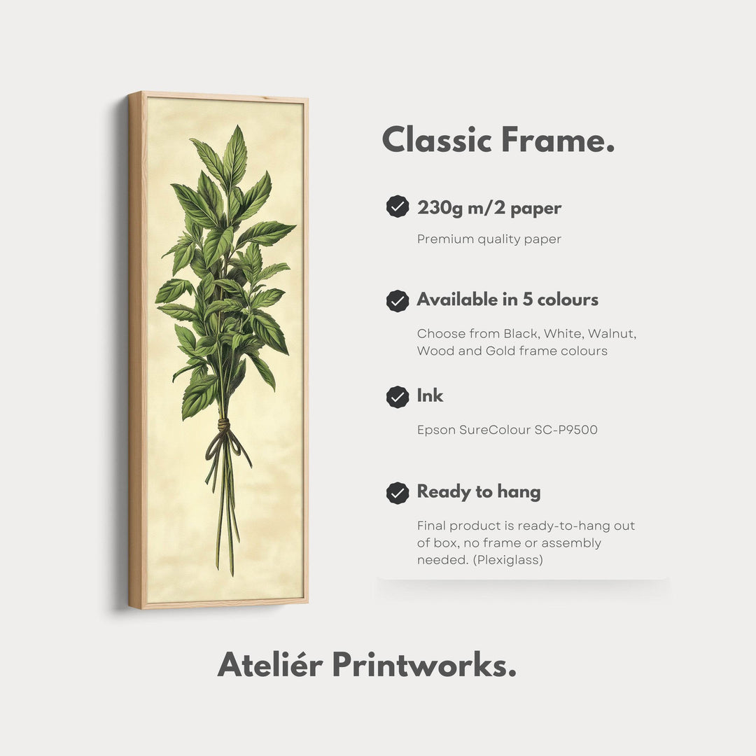 Kitchen Wall Art Long Vertical Framed Canvas Decor Mint - Atelier Printworks