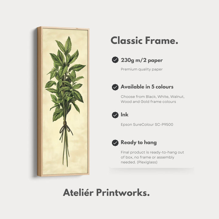 Kitchen Wall Art Long Vertical Framed Canvas Decor Mint - Atelier Printworks