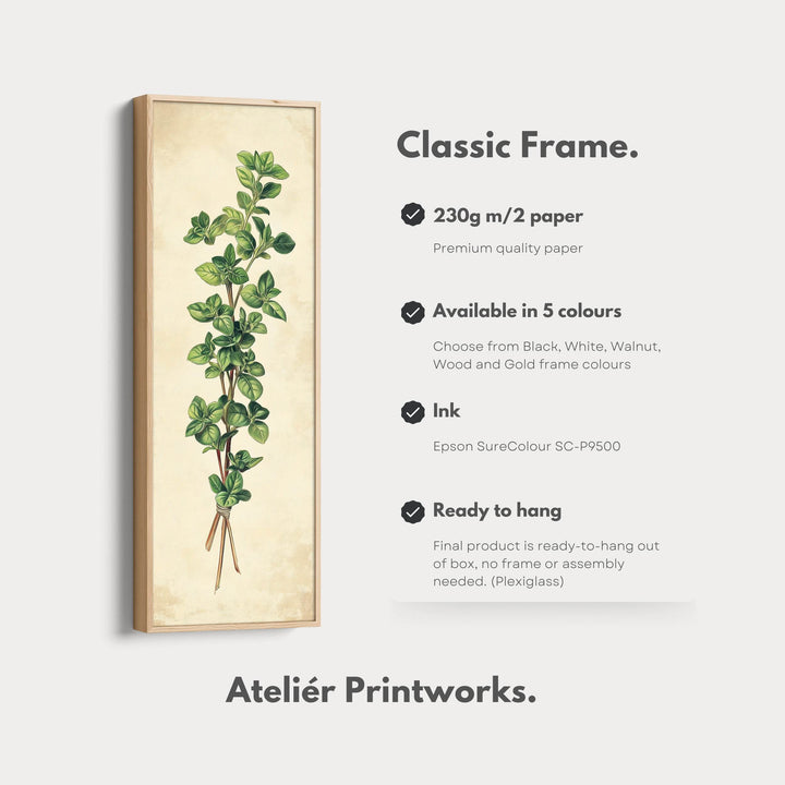 Kitchen Wall Art Marjoram Long Vertical Framed Canvas Decor - Atelier Printworks