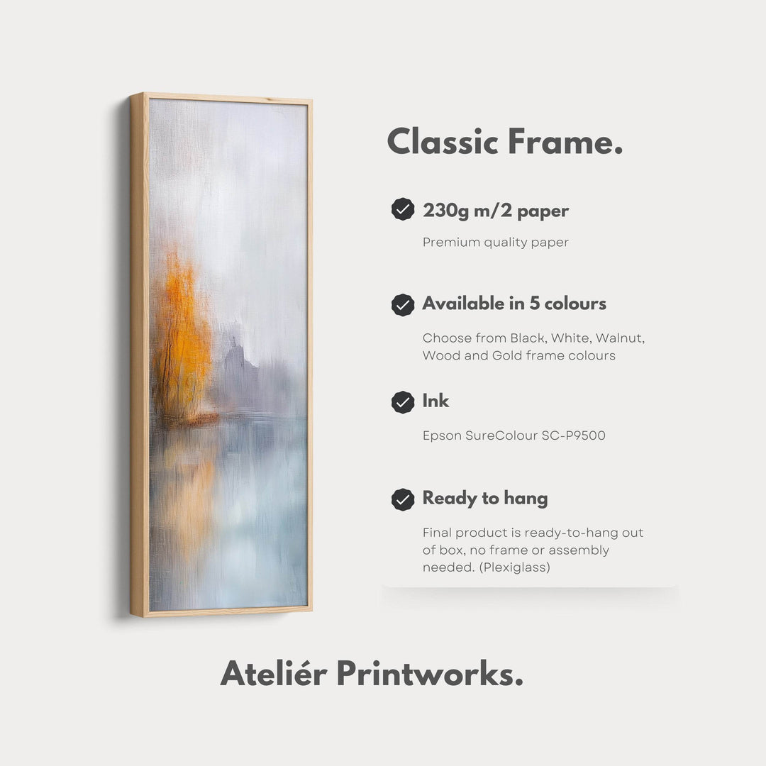 Abstract Grey & Orange Long Vertical Framed Canvas Wall Decor - Atelier Printworks