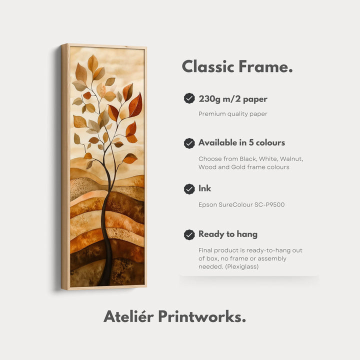 Vertical Abstract Tree Long Framed Canvas Decor - Atelier Printworks