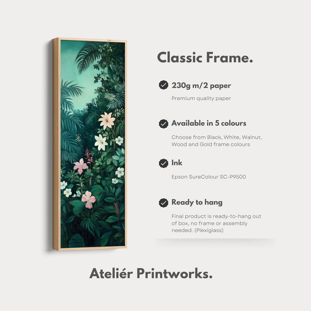 Tropical Jungle Tall Skinny Wall Decor Framed Canvas - Atelier Printworks