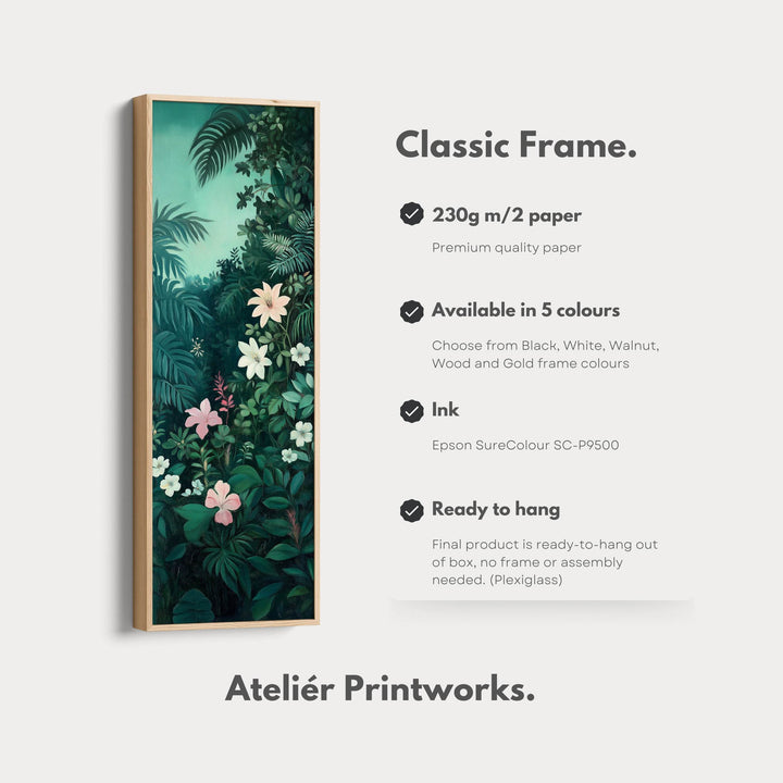Tropical Jungle Tall Skinny Wall Decor Framed Canvas - Atelier Printworks