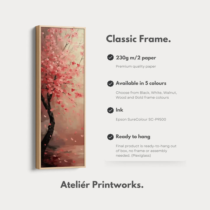 Cherry Blossom Large Framed Vertical Long Canvas Decor - Atelier Printworks