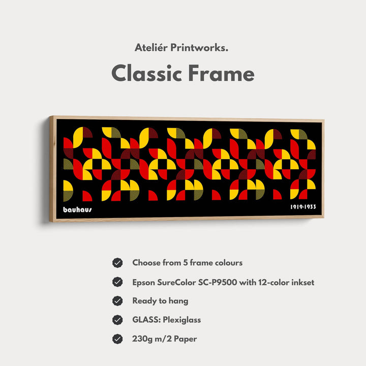 Narrow Above Bed Wall Decor Large Framed Bauhaus Modern - Atelier Printworks