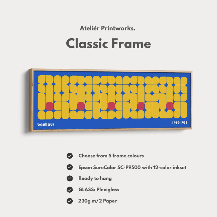 Panoramic Living Room Bauhaus Blue Wall Decor - Atelier Printworks