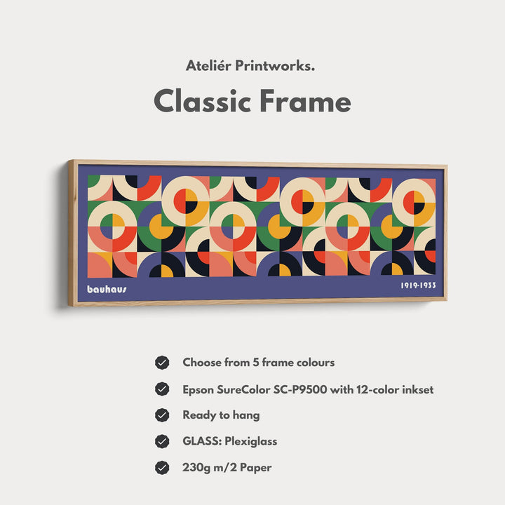 Horizontal Wall Art Violet Blue Bauhaus Large Framed Canvas - Atelier Printworks