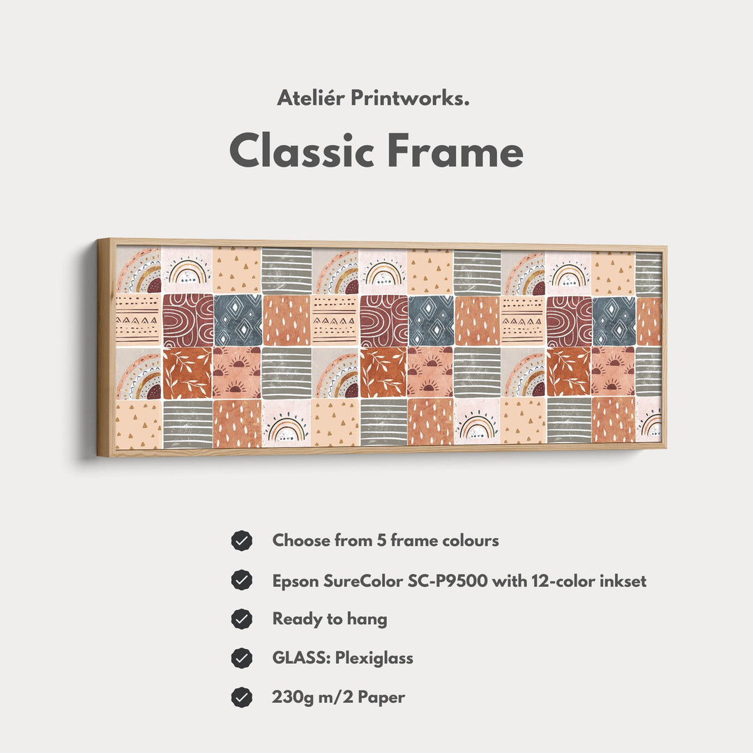 Horizontal Wall Art Muted Boho Pattern - Atelier Printworks