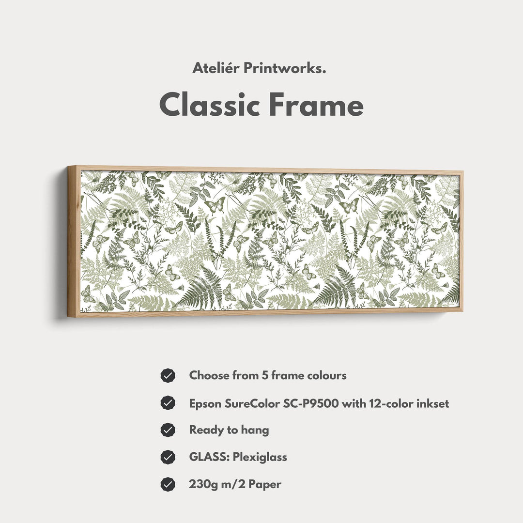 Cottagecore Sage Green Botanical Long Horizontal Wall Art - Atelier Printworks