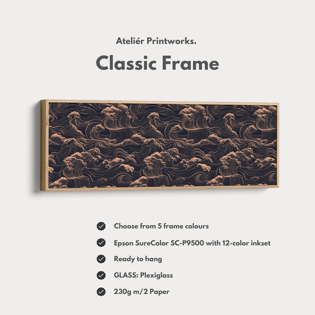 Japanese Waves Long Horizontal Wall Art - Atelier Printworks
