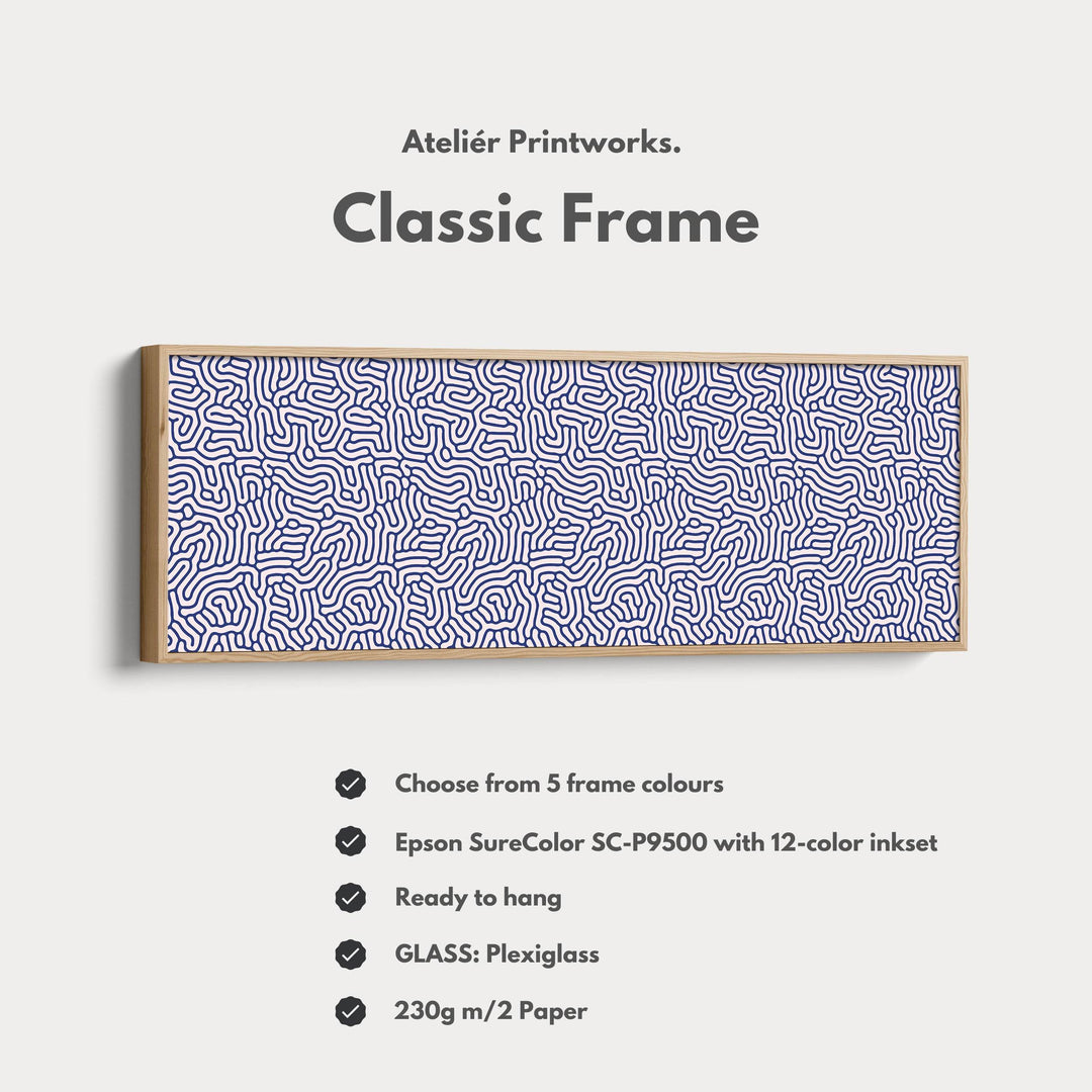 Blue Geometric Organic Pattern Long Wall Art - Atelier Printworks