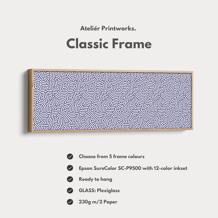 Blue Geometric Organic Pattern Long Wall Art - Atelier Printworks