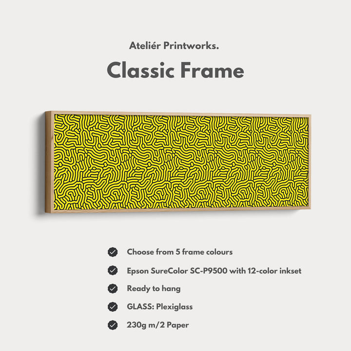 Yellow & Black Geometric Organic Pattern Long Wall Art - Atelier Printworks