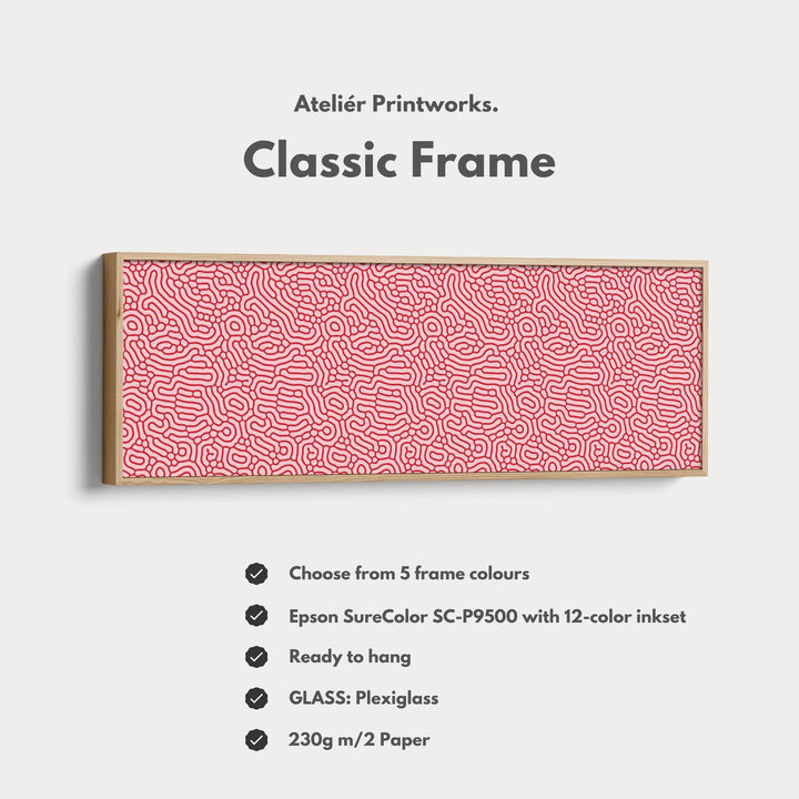 Red & Pink Organic Pattern Panoramic Long Wall Decor - Atelier Printworks