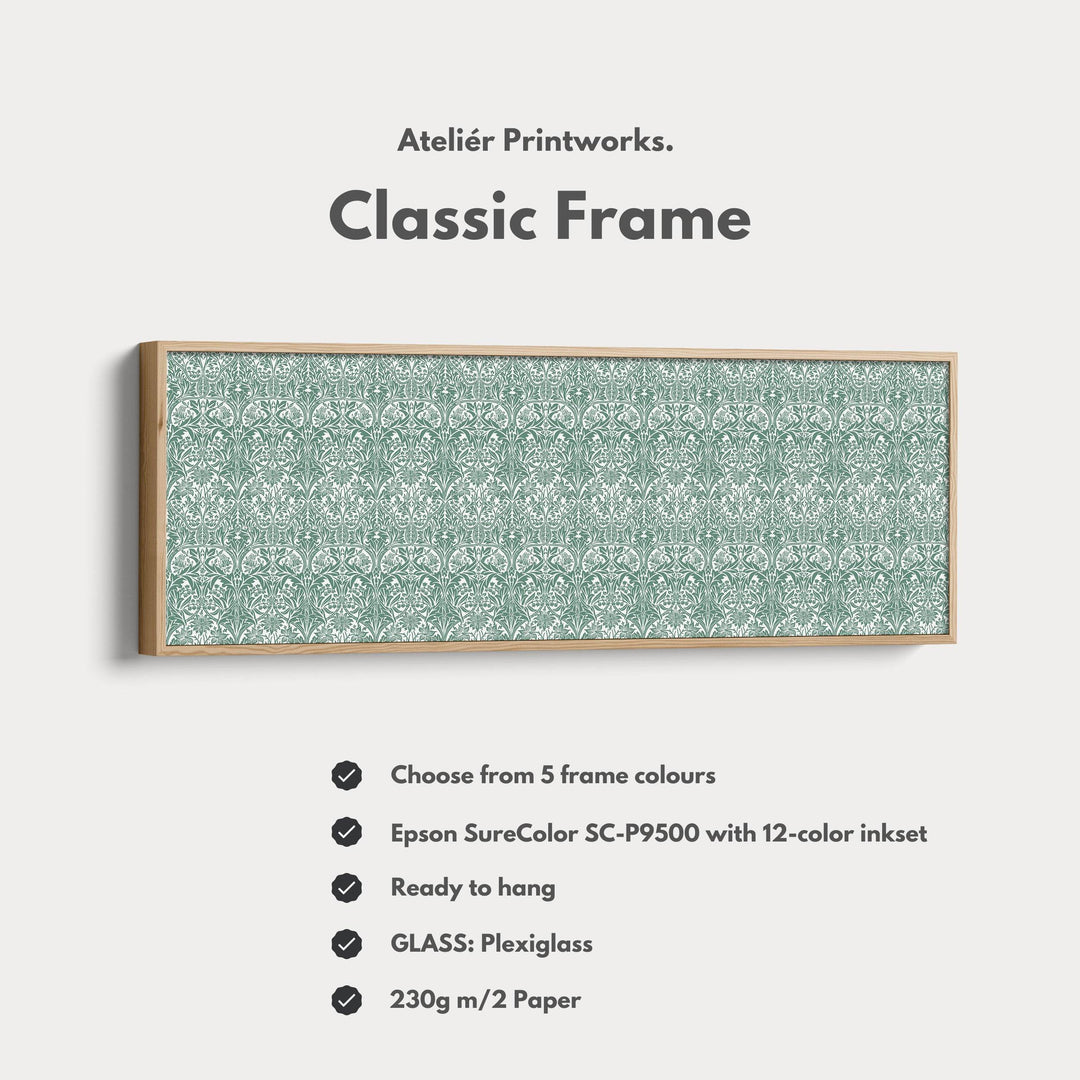 Panoramic Wall Art Green & White William Morris - Atelier Printworks