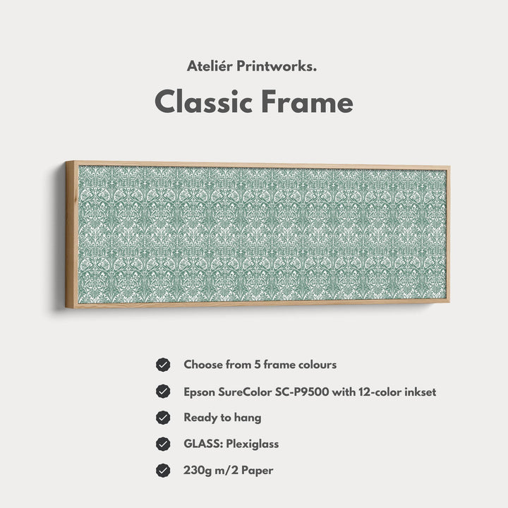 Panoramic Wall Art Green & White William Morris - Atelier Printworks