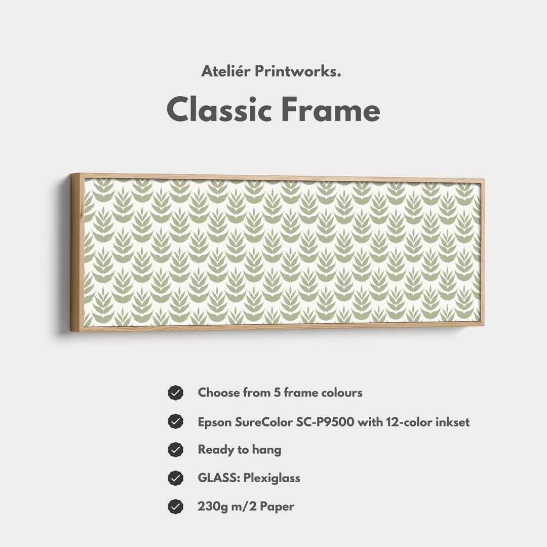 Long Narrow Wall Art Green Boho Leaves - Atelier Printworks