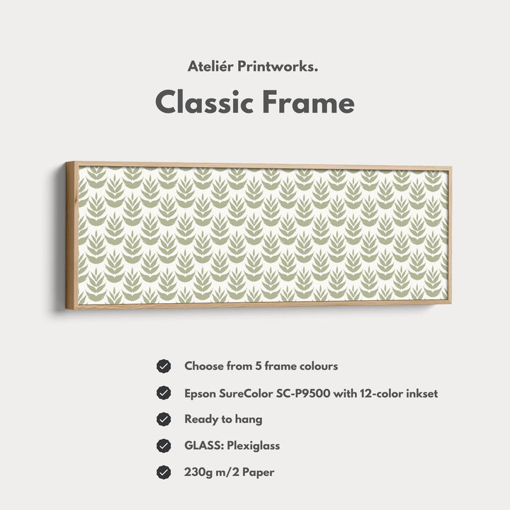 Long Narrow Wall Art Green Boho Leaves - Atelier Printworks