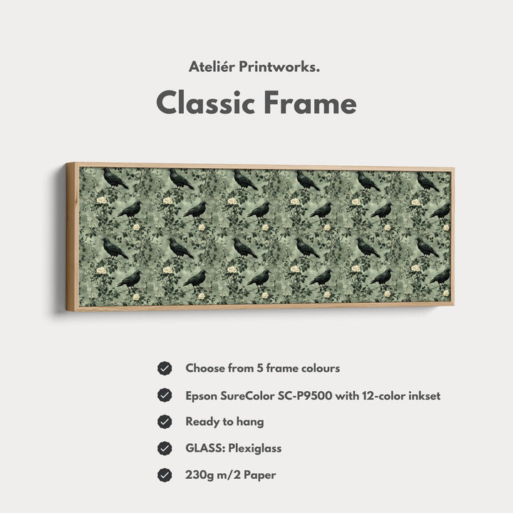 Long Narrow Wall Art Vintage Crow - Atelier Printworks