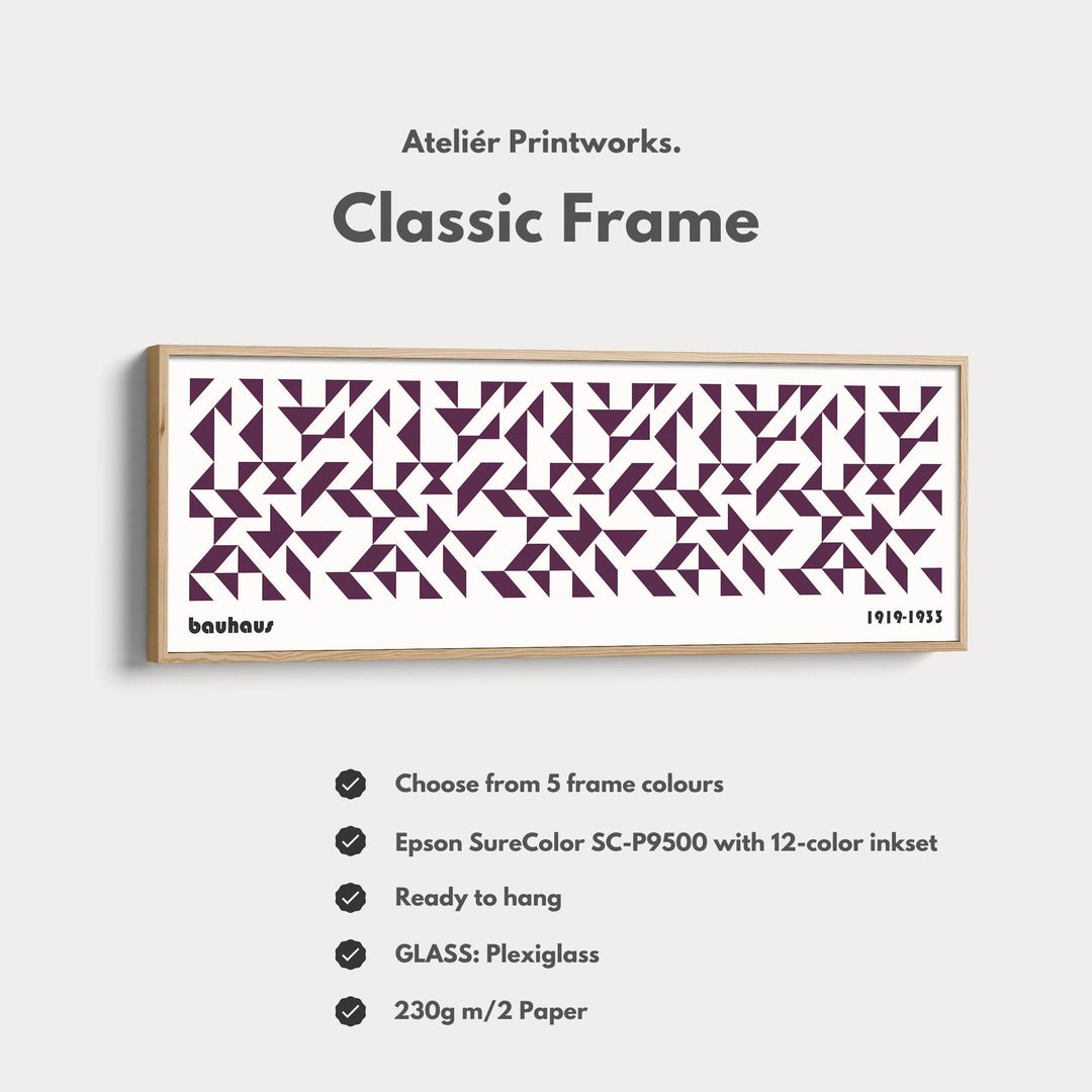 Panoramic Wall Decor Purple Bauhaus Framed Canvas - Atelier Printworks