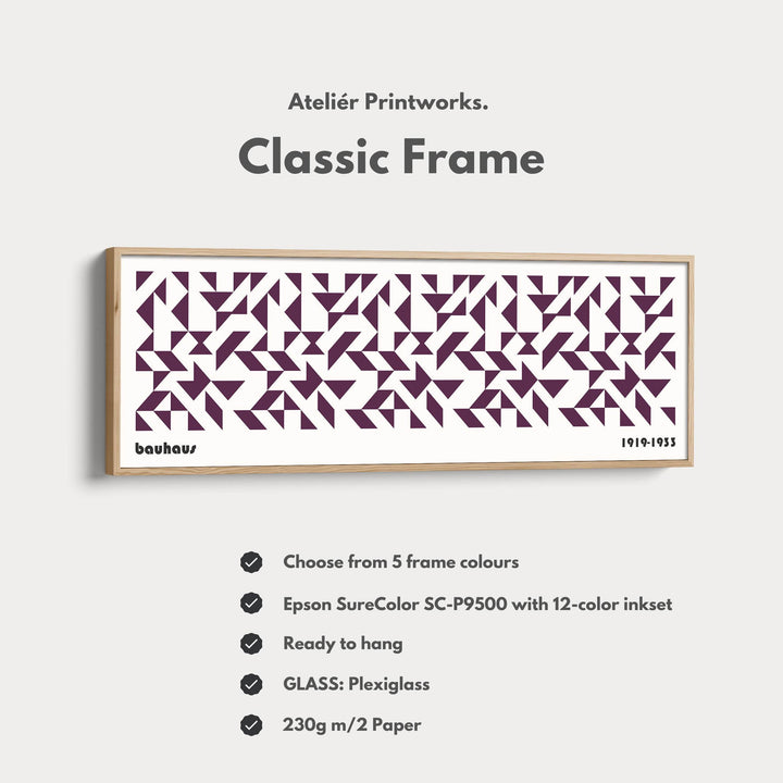 Panoramic Wall Decor Purple Bauhaus Framed Canvas - Atelier Printworks