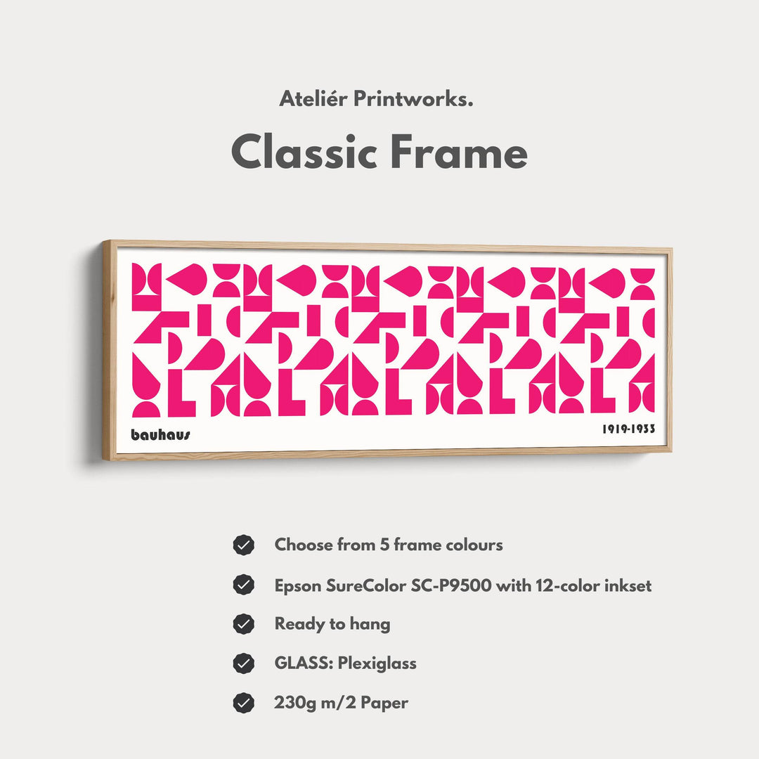 Panoramic Above Bed Wall Art Pink Bauhaus Modern - Atelier Printworks