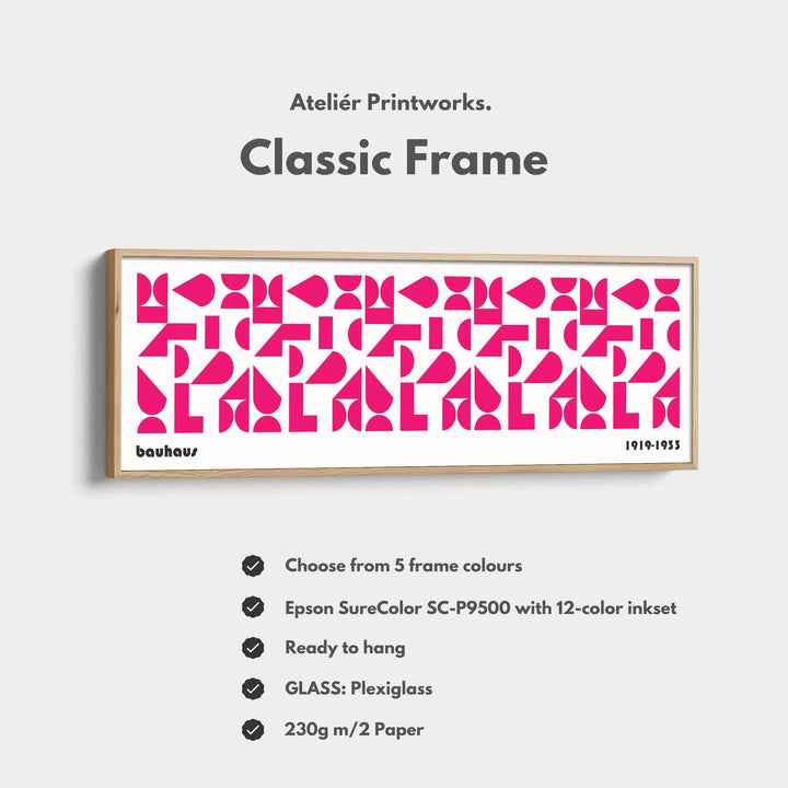 Panoramic Above Bed Wall Art Pink Bauhaus Modern - Atelier Printworks