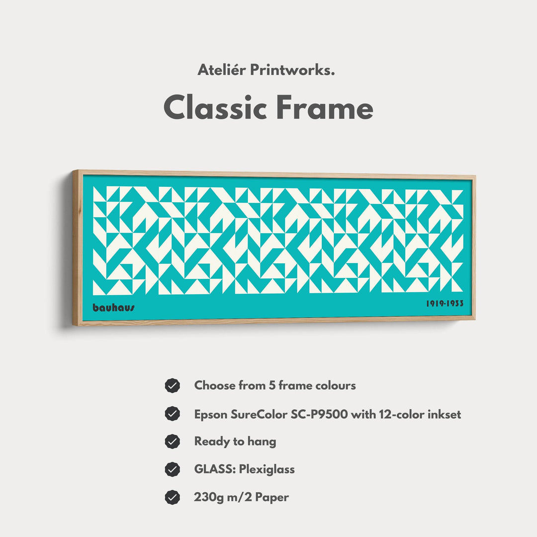 Panoramic Above Bed Wall Art Blue Bauhaus Mid Century - Atelier Printworks