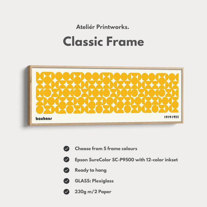 Large Framed Long Wall Art Yellow Mid Century Bauhaus - Atelier Printworks