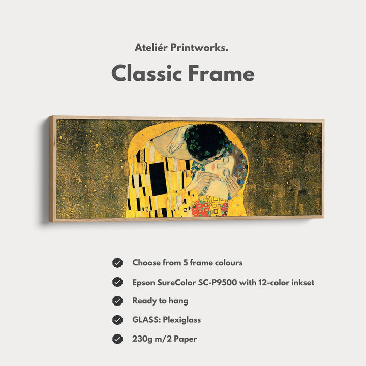 Above Bed Framed Canvas Wall Art The Kiss Klimt - Atelier Printworks