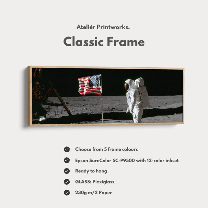 Long Panoramic Space Wall Art Astronaut Moon Walk NASA - Atelier Printworks