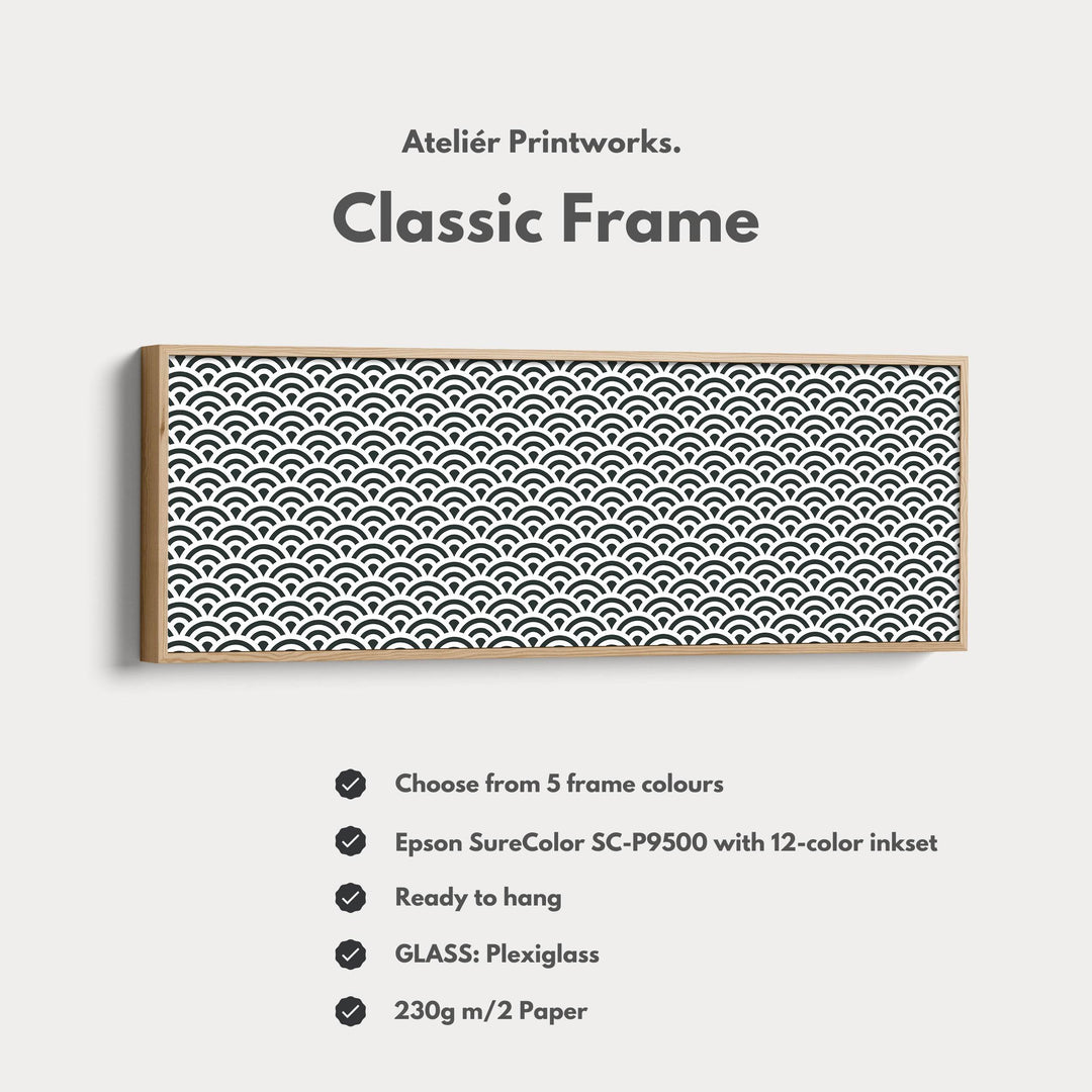 Horizontal Wall Art Black & White Japandi Waves - Atelier Printworks