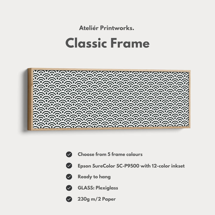 Horizontal Wall Art Black & White Japandi Waves - Atelier Printworks