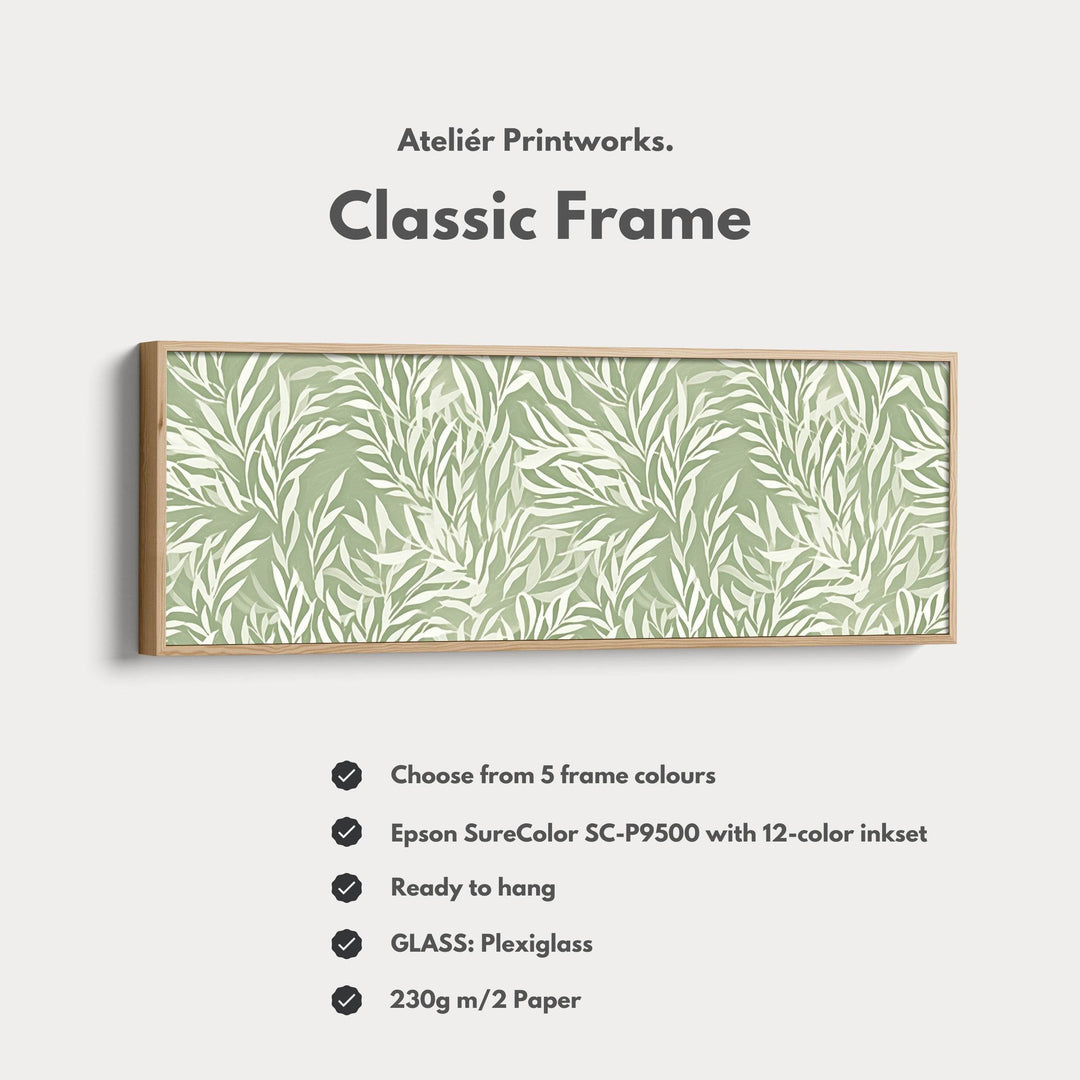 Sage Green Willow Leaves Vertical Long Wall Art - Atelier Printworks