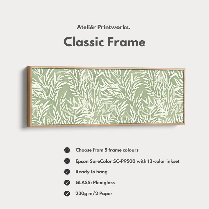 Sage Green Willow Leaves Vertical Long Wall Art - Atelier Printworks