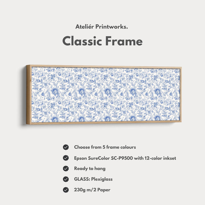 Blue Floral Panoramic Above Bed Wall Art - Atelier Printworks