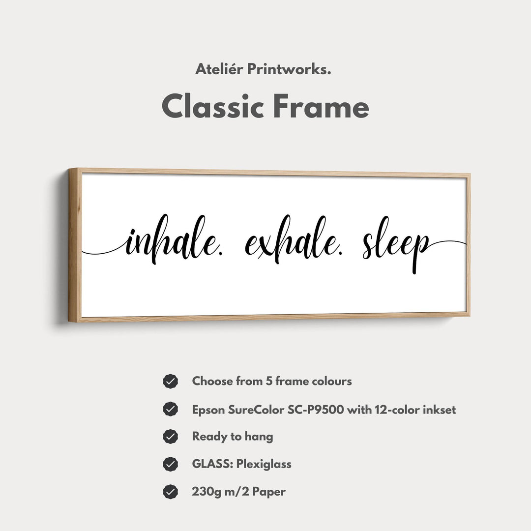 Large Above Bed Wall Decor Panoramic Art 'Inhale Exhale Sleep' - Atelier Printworks