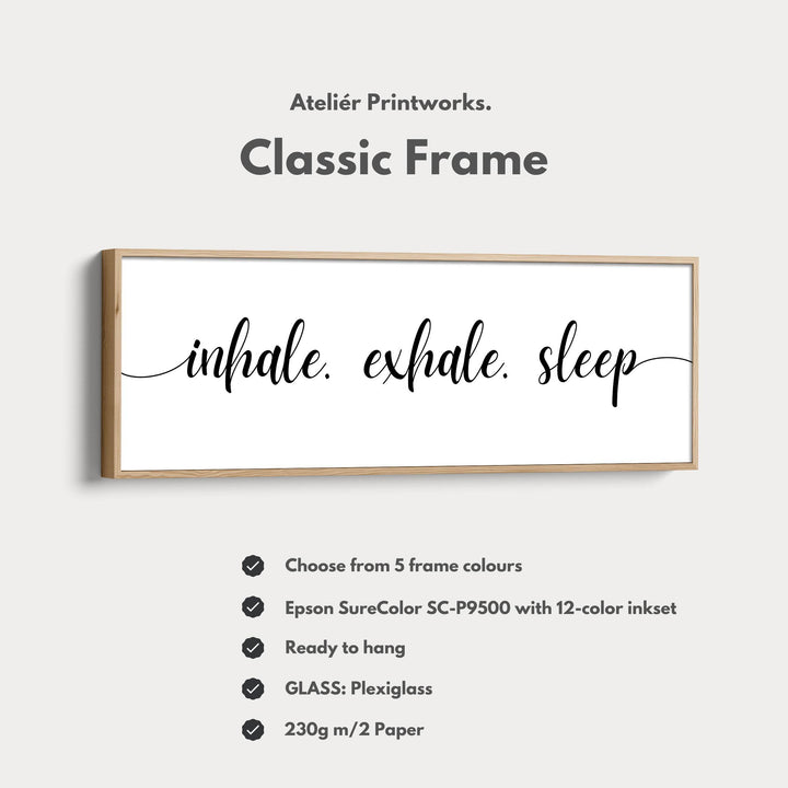 Large Above Bed Wall Decor Panoramic Art 'Inhale Exhale Sleep' - Atelier Printworks