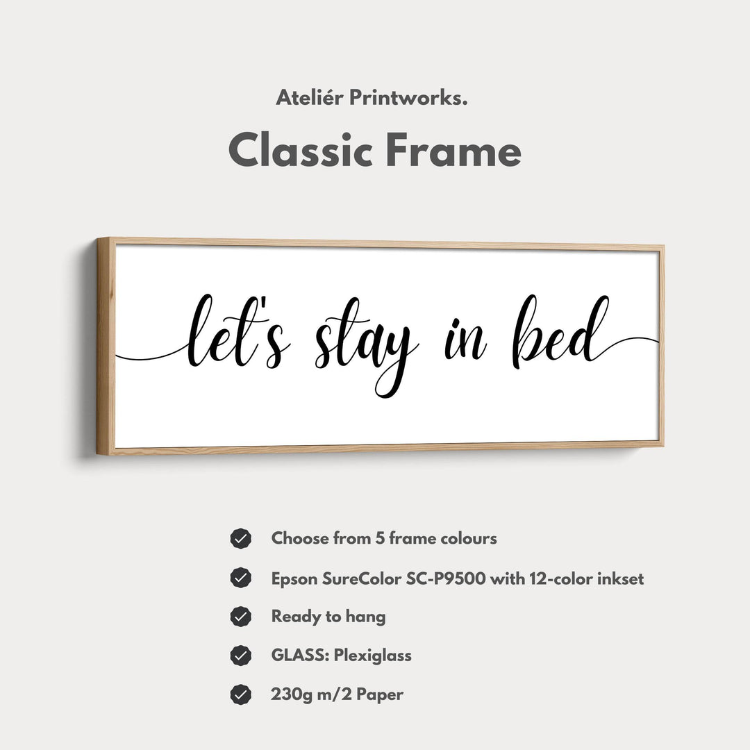 Guest Room Bedroom Above Bed Wall Art 'Let's Stay In Bed' - Atelier Printworks
