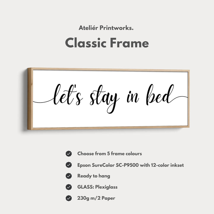 Guest Room Bedroom Above Bed Wall Art 'Let's Stay In Bed' - Atelier Printworks
