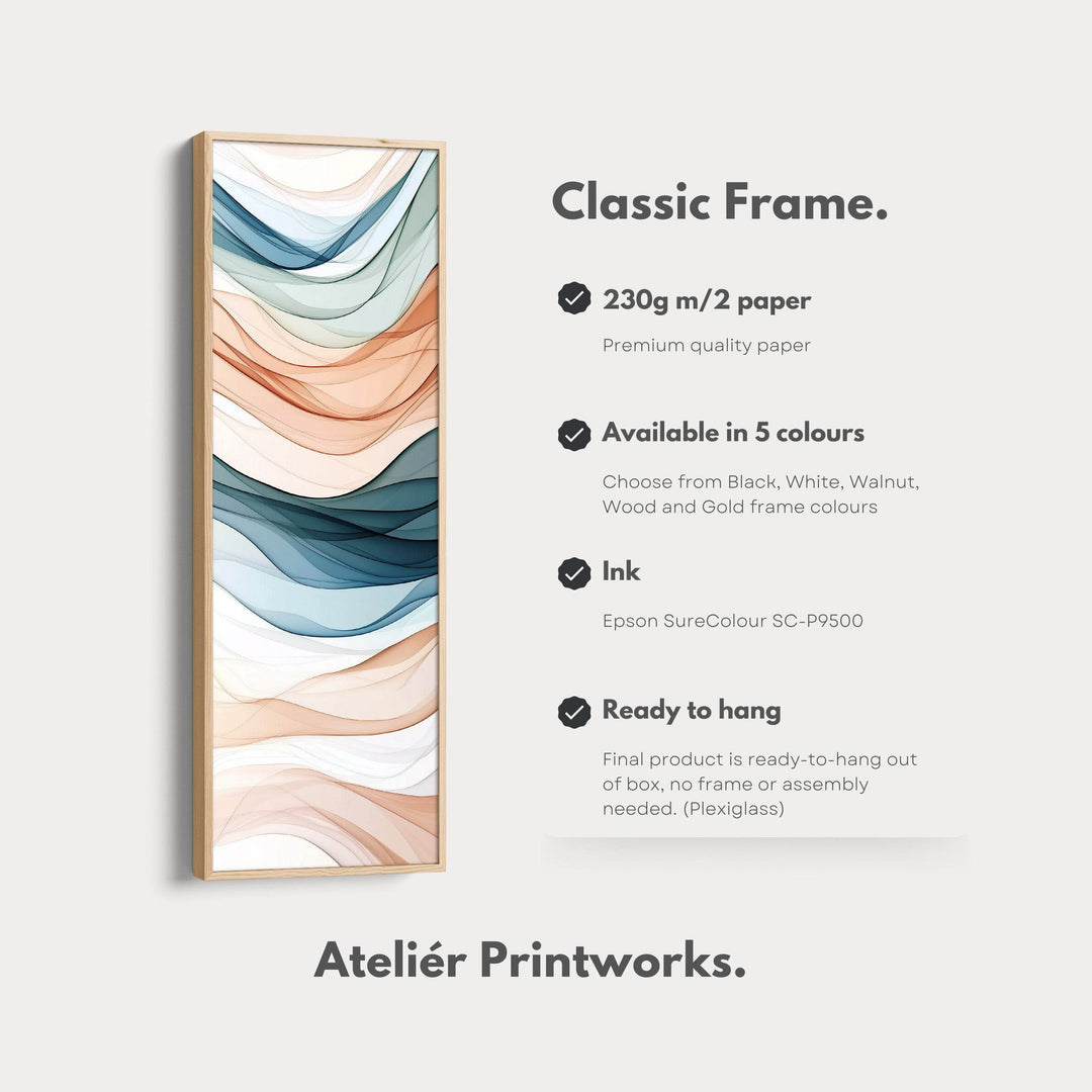 Long Narrow Vertical Wall Art Neutral Wave - Atelier Printworks