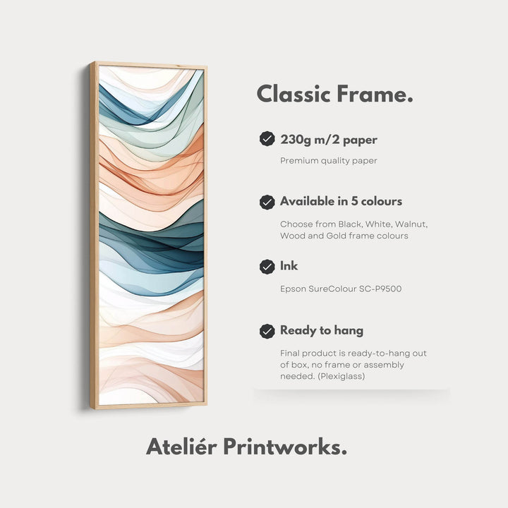 Long Narrow Vertical Wall Art Neutral Wave - Atelier Printworks