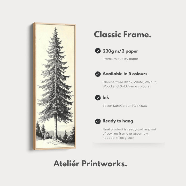 Vintage Pine Tree Vertical Wall Decor - Atelier Printworks
