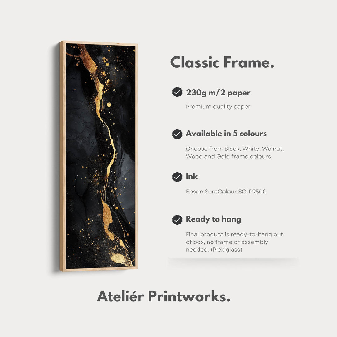 Vertical Bedroom Wall Art Gold & Black Abstract - Atelier Printworks
