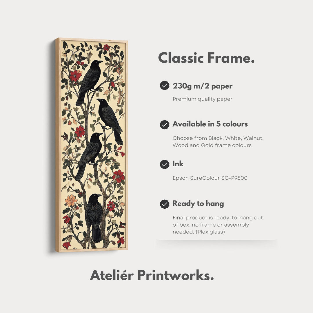 Black Ravens Vertical Long Wall Decor - Atelier Printworks