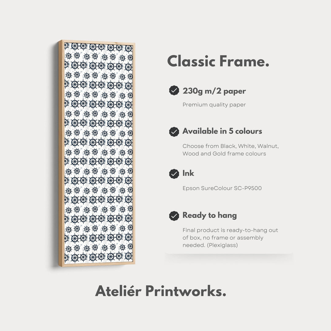 Vertical Long Wall Art Ships Wheel Wall Art - Atelier Printworks