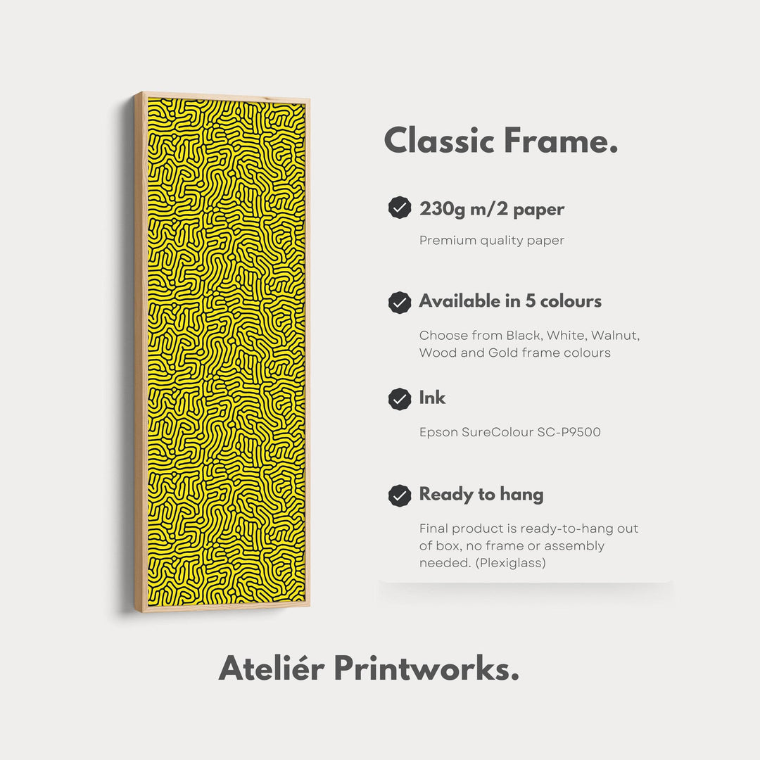 Yellow & Black Organic Pattern Long Vertical Wall Art - Atelier Printworks
