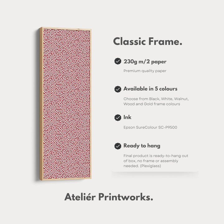Vertical Long Wall Art Red & White Pattern - Atelier Printworks